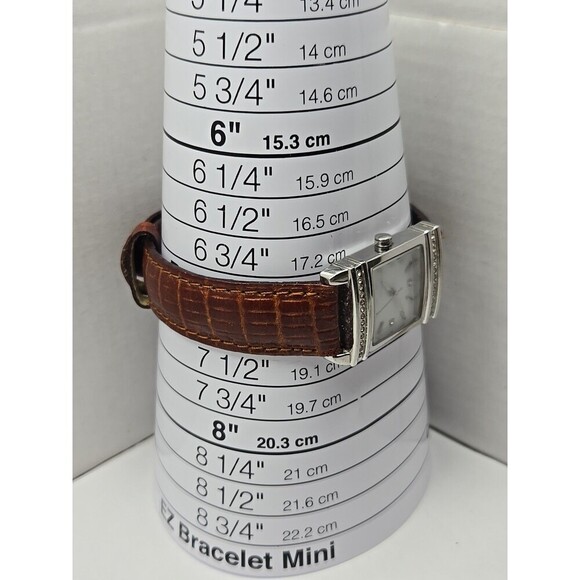 Tommy Hilfiger Womens Square Crystal Quartz Watch Brown Leather New Battery Slim - Picture 6 of 11